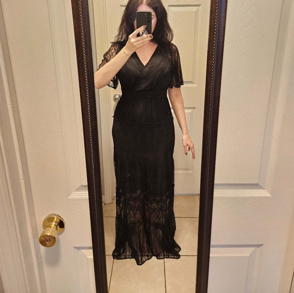 Black Lace Maxi Dress Victorian Goth Boho